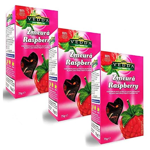Vedda, Te Frambuesa (100+ Tazas de Té) Raspberry Tea, 100% Enteras Frutas y Hojas, Hibisco, Manzana, Rosa Mosqueta, Espino | Rico, Rejuvenecedor, (Paquete de 3, Total 225g)