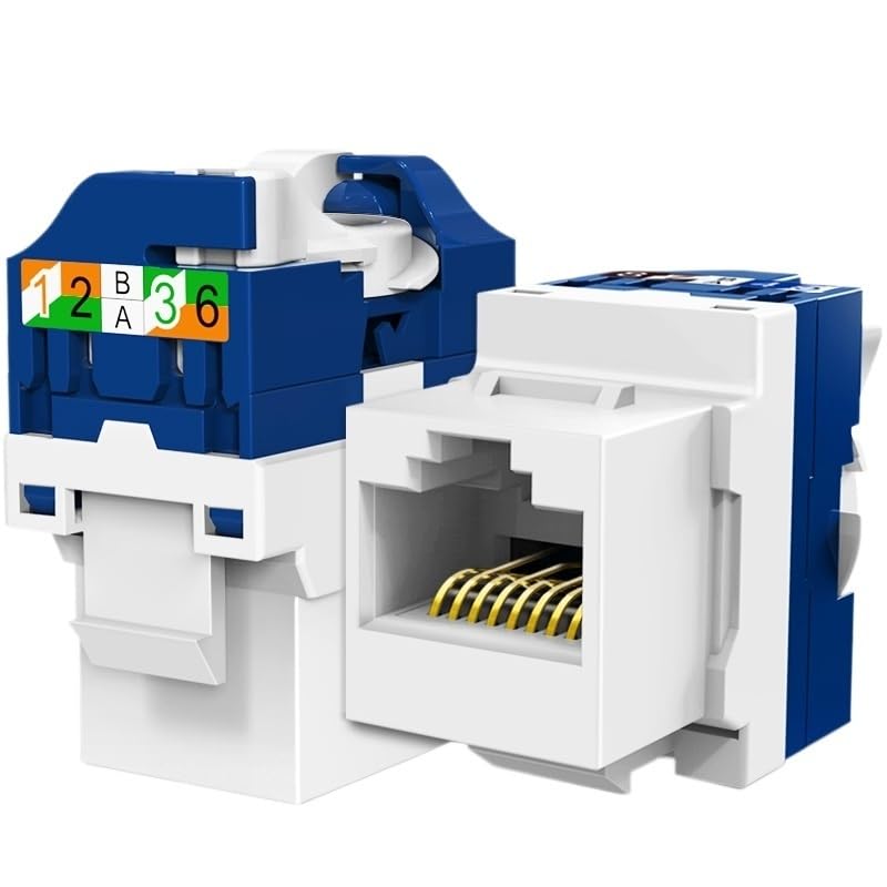 RJ45 Keystone Ja1ck, CAT6 CAT5E CAT6A Tool fr;/ee Adaptador de módulo de autobloqueo sin perforaciones acopladores de herramientas (24 piezas)