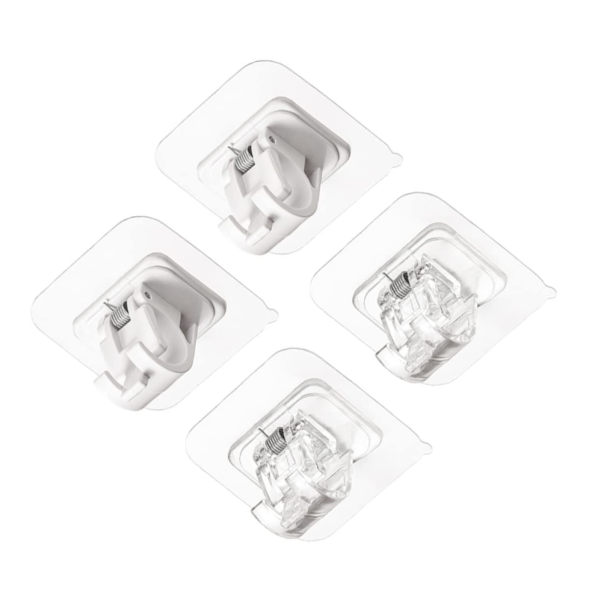 HOOTNEE 4pcs Self Adhesive Curtain Rod Clips Adhesive Hooks for Easy Installation No Drill Curtain Pole Holders for Bathroom Home Use