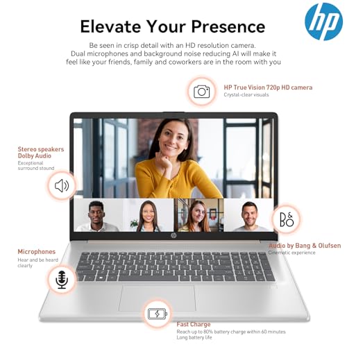 Image of HP 17 Laptop Computer, 17.3 inch HD+ Large Screen Business Laptop PC, 13th Gen Intel Core i5 (10-cores), Windows 11 Pro | Backlit Keyboard | Fingerprint Reader | Rose Gold | 32GB RAM 512GB SSD