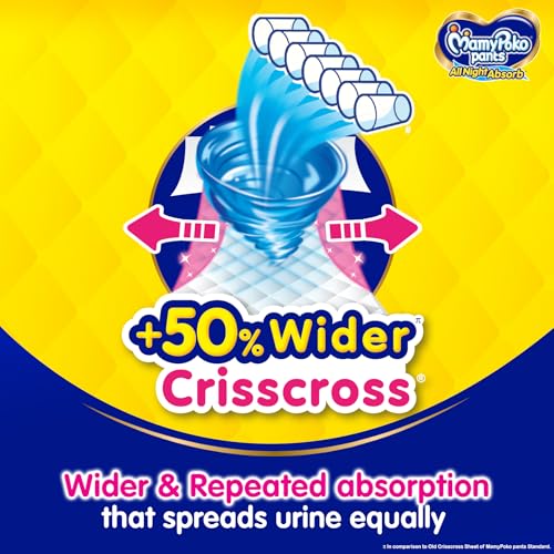 Image of Mamypoko Pants All Night Absorb| Pant Style Baby Diapers Medium Size(M), 70 Count (Pack of 2), Ideal for 7-12Kgs|+50% Wider and Repeated Absorption for All Night 12hr Protection from Leakage, Prevents Heaviness