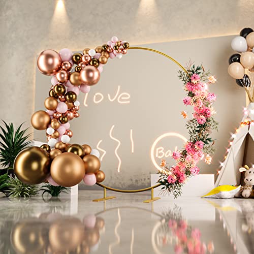 Qzer Gold Round Arch Backdrop Stand 6.6Ft Aluminum Circle Balloon Arch Stand For Wedding Anniversary Birthday Party Graduation Baby Shower Decoration Rust Resistant Stable Stands #TOP2