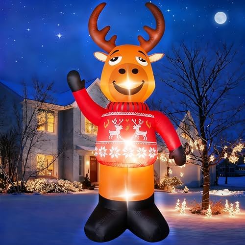 8 FT Christmas Decorations Outdoor Inflatables Giant Reindeer Yard Decor with Build-in LEDs Blow Up for Christmas Party Indoor Outdoor Yard Garden Lawn Patio 8 FT Christmas Decorations Outdoor Inflatables Giant Reindeer Yard Decor with Build-in LEDs Blow Up for Christmas Party Indoor Outdoor Yard Garden Lawn Patio