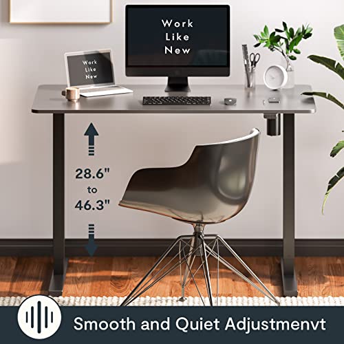 Flexispot Standing Desk 48 X 24 Inches Whole-Piece Desk Board Electric Stand Up Desk Height Adjustable Desk For Home Office Sit Stand Desk(Black Frame + 48" Black Top) #TOP3