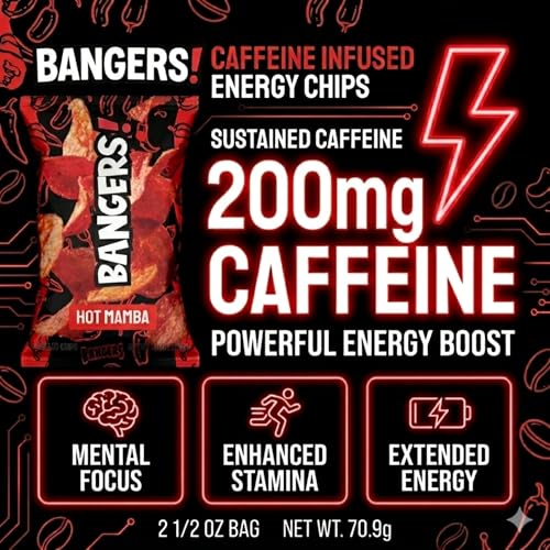 BANGERS! Energy Chips 6-Pack | 200mg Caffeine Per Bag — Equivalent to 2 Cups of Coffee | Caffeinated Potato Chips for Late Nights, Long Shifts & On-the-Go | Gluten Free | 2.5 oz Each (Pack of 6, Variety) - image 2