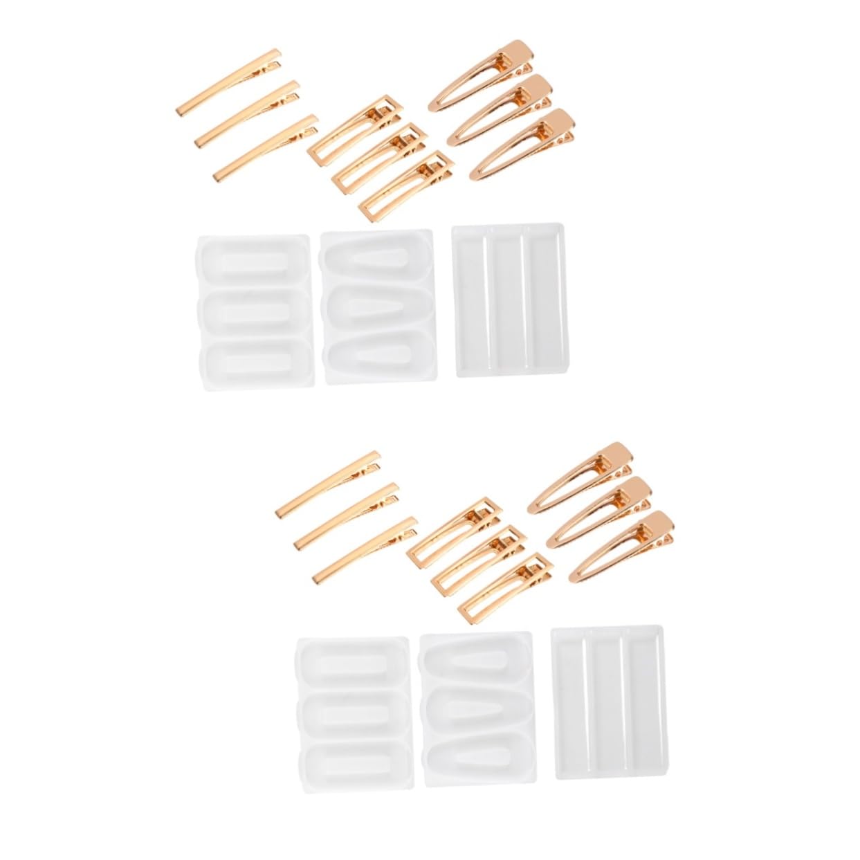 STOBOK 24pezzi Stampi Silicone Per Clip Per Kit Per Creazione Di Accessori Fai Te Resina Epoxy Inclusi Stampi e Accessori Metallici Per Clip Per