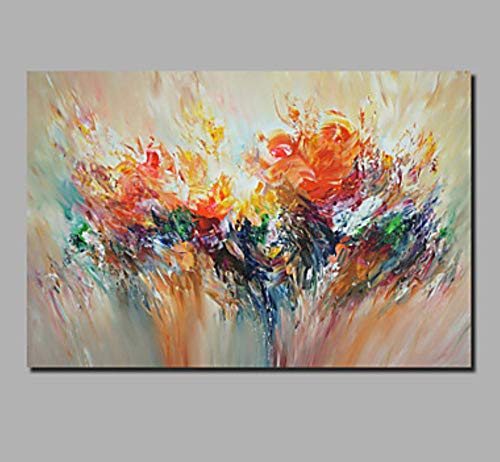 WunM Studio Pittura Ad Olio Dipinto A Mano su Tela,Paesaggio Astratto Quadri,Fiori Colorati,Moderno Grande Parete Art Decor per Vivere La Casa Camera da Letto in Classe Office Hotel Cafe