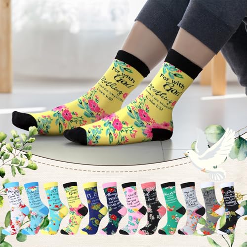 12 Pairs Christian Socks Gifts with Inspirational Words Religious Bible Verse Socks4