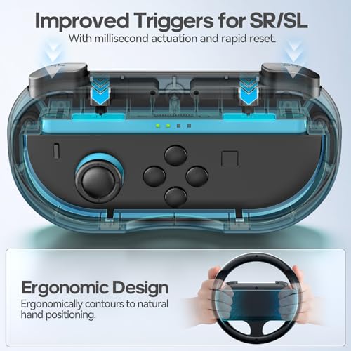 Image of Rysker Steering Wheel & Grip for 2025 Nintendo Switch 2 JoyCon, Joy Con 2 Racing Wheel with Detachable Controller Grip for Mario Kart World 8 Deluxe, Switch Attachment Accessories Kit -2 Packs Black