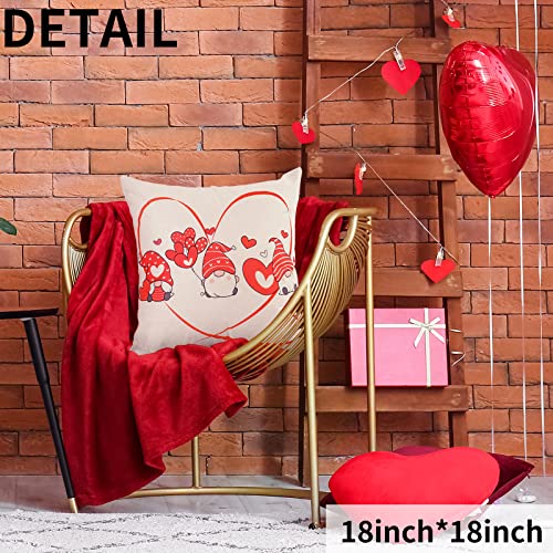 Momohoo Valentines Day Pillow Covers Throw Pillows Cover 18 X 18 Set Of 4 Valentines Decor Cute Gnomes Love You Heart Holiday Anniversary Wedding Cushion Case Decoration For Sofa Couch #TOP2