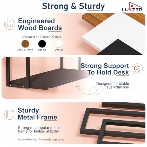 Image of Lukzer Wall Mounted Study Table with Multipurpose Storage Shelves (MMR-007 /Black & Black) Engineered Wood & Metal Frame, Space Saving Work Desk for Laptop, Bookshelf, Decor & Home Office (83x79x40 cm)