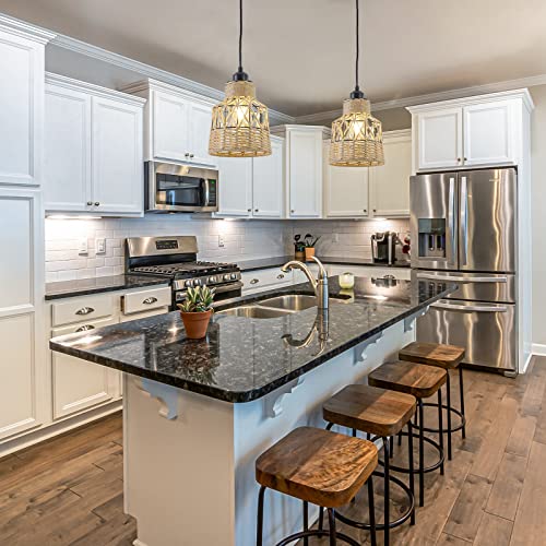 Xsdetu 2 Pack Woven Pendant Light, Hemp Rope Cage Pendant Light Fixtures, Industrial Hanging Lights With 4.9Ft Cord, Farmhouse Pendant Lighting For Kitchen Island, Dining Room, Foyer, Etl Listed #TOP5