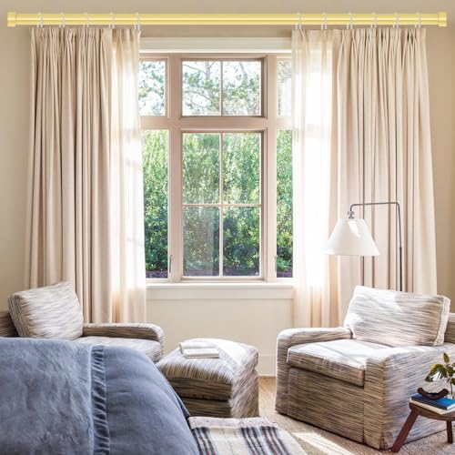 2 Pack Gold Curtain Rods for Windows 28 to 48 Inch(1.5-5 Feet),1" Diameter Drapery Rods with Modern Style End Cap Finials,Size:30''-60''