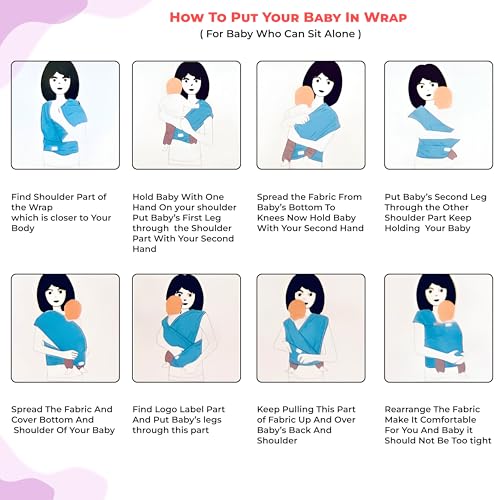 Image of Bembika Baby Essential Hands Free Baby Carrier Wrap Breathable Lightweight Baby Wrap Carrier Cloth Suitable for Newborn, Infants - (Blue)