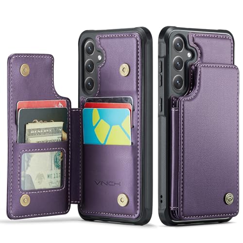 Vinich for Samsung Galaxy S24 Plus Wallet Case with Card Holder RFID Blocking Credit Slots Kickstand Shockproof Phone Cover Fit for Galaxy S24 Plus 6.7 Purple
