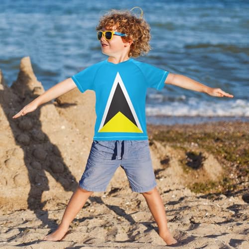 Aflyko Patriot Kid Rashguard Shirt Flag of Saint Lucia Boys Girls Swimsuit Top4
