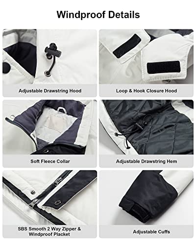 Pursky Mens Ski Jacket Rain Coat Winter Snow Fleece Softshell Black White Xl #TOP4