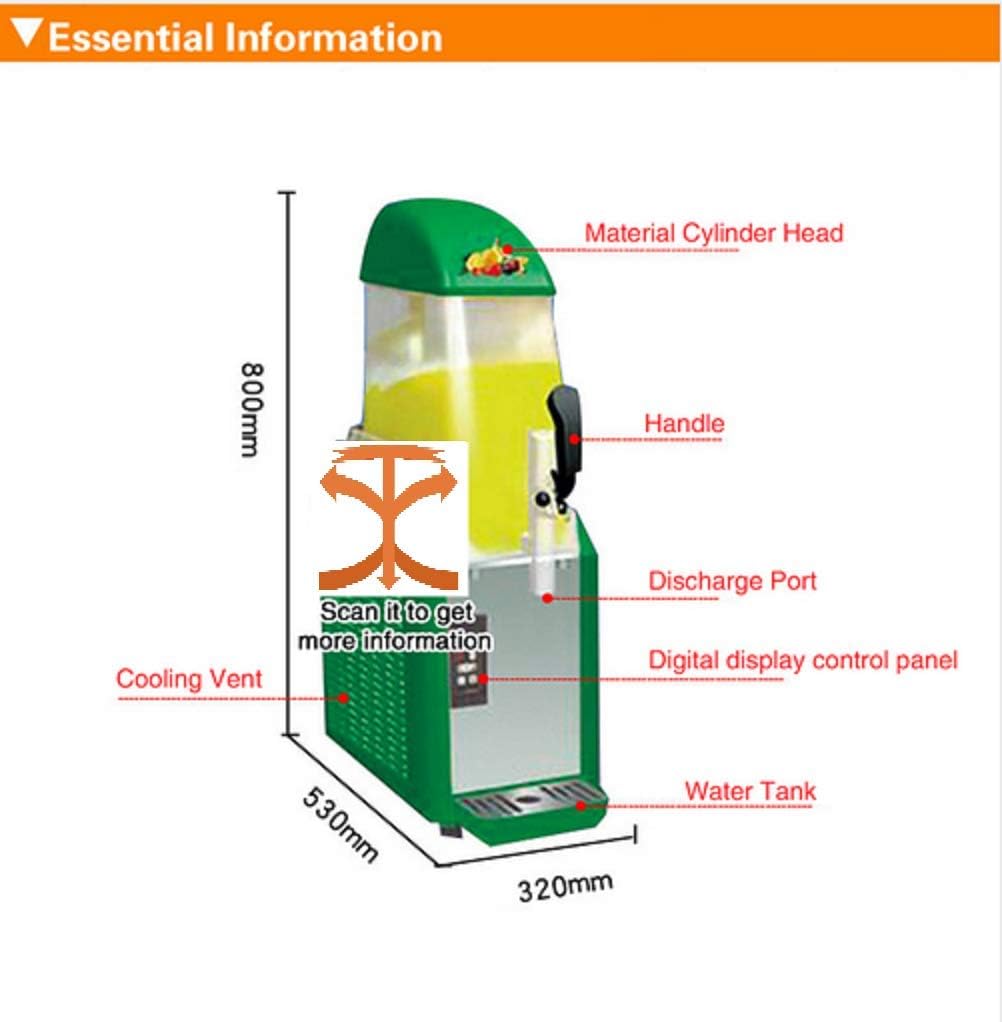 Slush Machine- Slushie Machine Ice Slushies machine Frozen Drink Machine juice machine with computer control panel mixing shaft automatic-cleaning (3.17 gallon/12L*1 tank yellow, 220V/50HZ)
