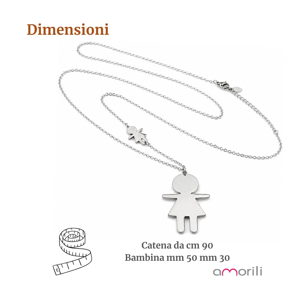 Collana Bambina Personalizzata con Incisione in Acciaio Inox – Ciondolo Bimba – Regalo Nascita Baby Shower Mamma – Gioiello Ricordo cll1500