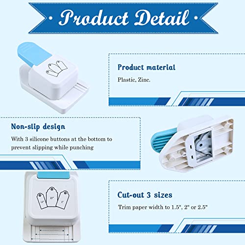 Ecohu Paper Craft Tag Punch 1.5" 2" 2.5" - With 1 Roll Hemp Rope 32Ft - Tag Shape Lever Action Craft Puncher For Paper Crafting Scrapbooking Cards Arts For Diy Projects #TOP2