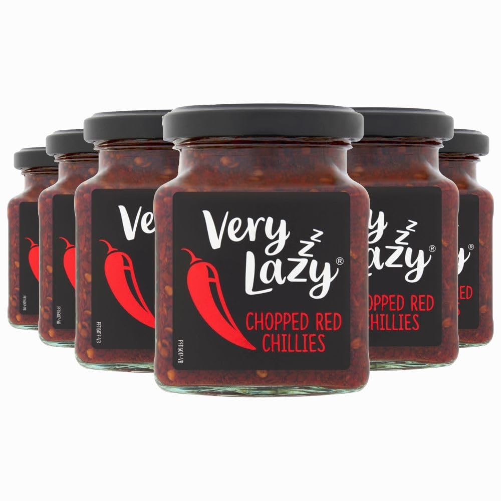 Very Lazy Chopped Red Chillies 200g Jar – Pack of 6 – Premium Chopped Chilli in a Jar – Ready to Use Red Chilli for Home Cooking, Sauce, Pasta & Marinades
