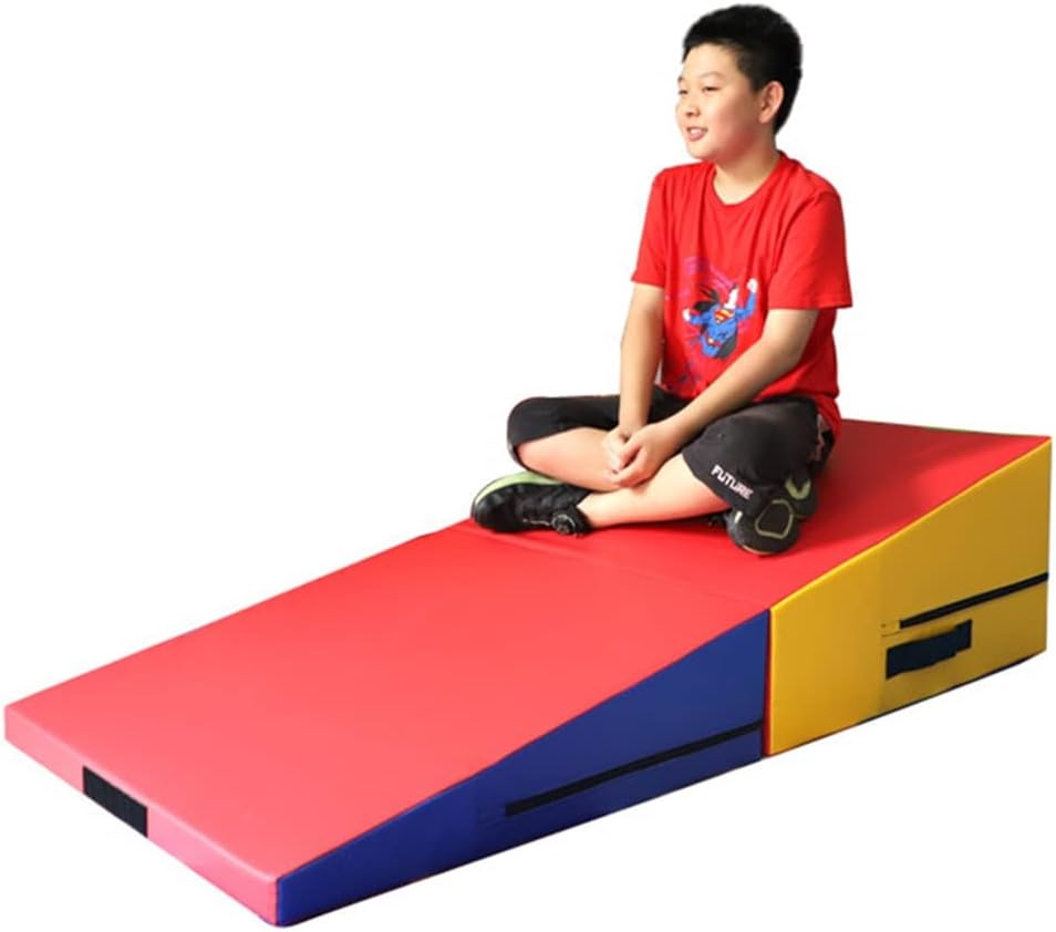 exproyzk Folding Incline Gymnastic Mat, Tumbling Cheese Wedge Mat for Gymnastic, Dance Yoga Stretch Training Practice, Child or Adult(150x75x38cm)
