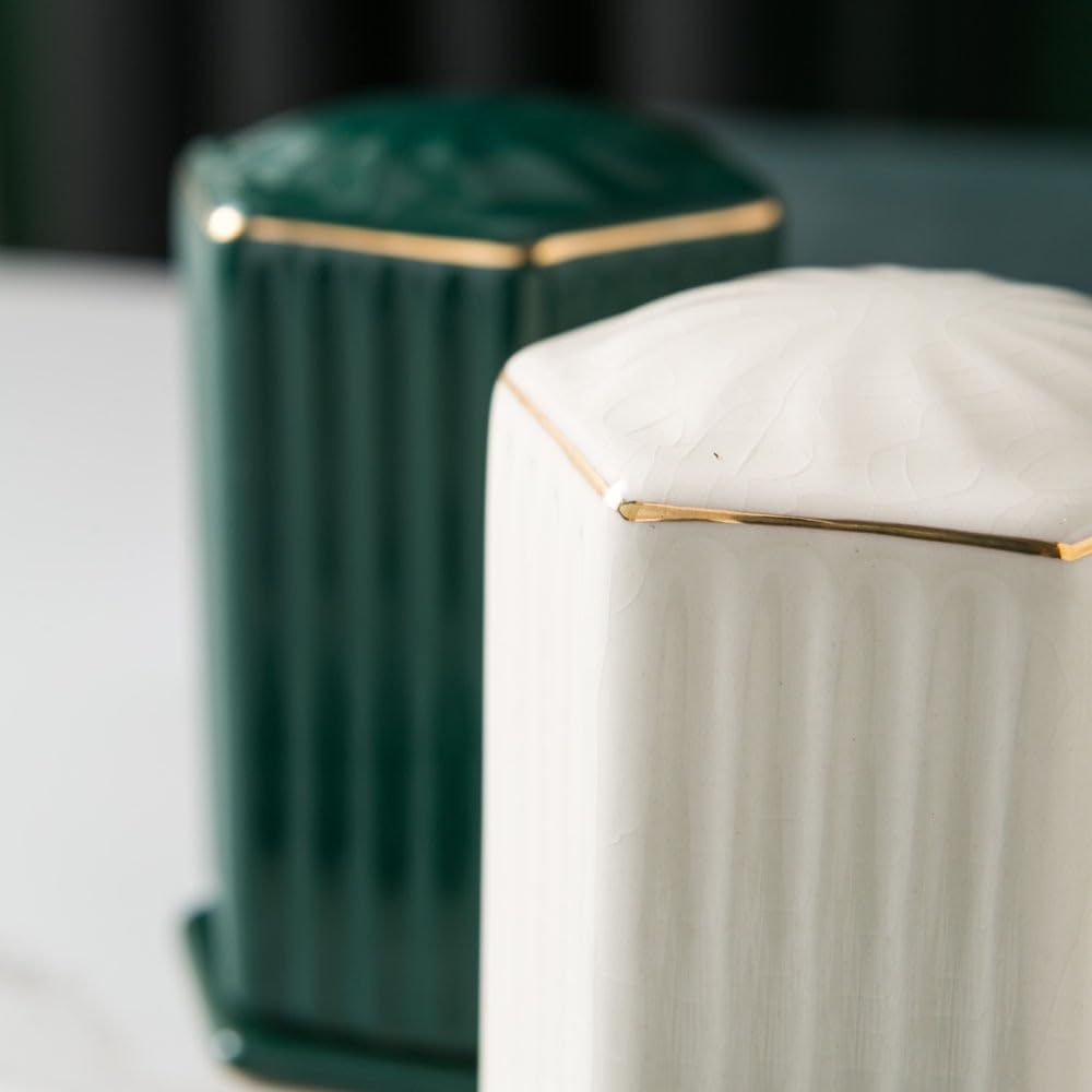 Soporte para palillos de dientes, tarro de cerámica para palillos de dientes, cubo de palillos de frutas, caja de almacenamiento de hisopos de algodón para hilo dental, decoración de mesa de