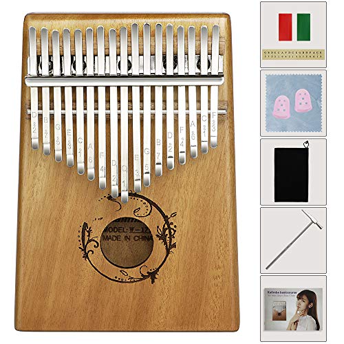 EXTSUD Kalimba Professionale a 17 Tasti in Legno Thumb Piano Pianoforte da Dita con Accessori Sacchetto Istruzione Strumento Musicale Portatile Regalo Festa Natale per Bambini Principianti Adulti
