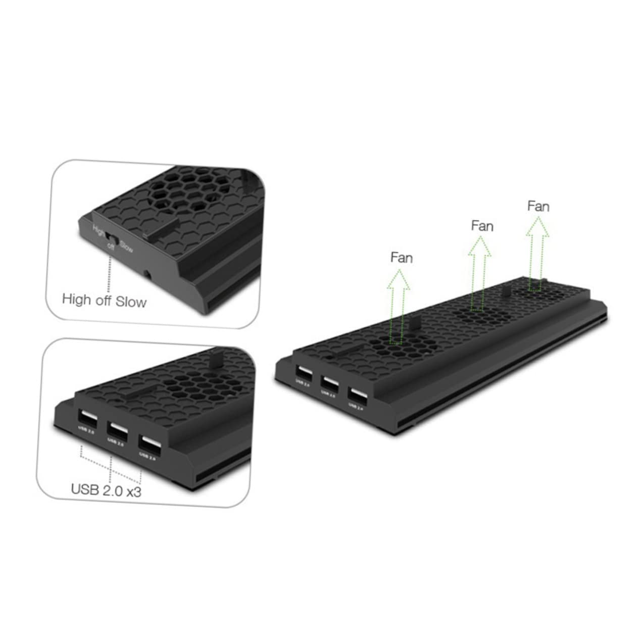 Tofficu 2pezzi Ventola di Raffreddamento per Console di Gioco con Controllo della Temperatura Supporto Verticale Compatibile per One Hub USB Triplo e Design Unico con Luce LED