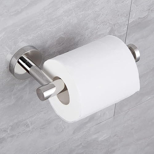 Miniatura 7 de Juego de 3 piezas de accesorios de baño de acero inoxidable pulido montado en la pared, incluye soporte para papel higiénico, 2 ganchos para toallas
