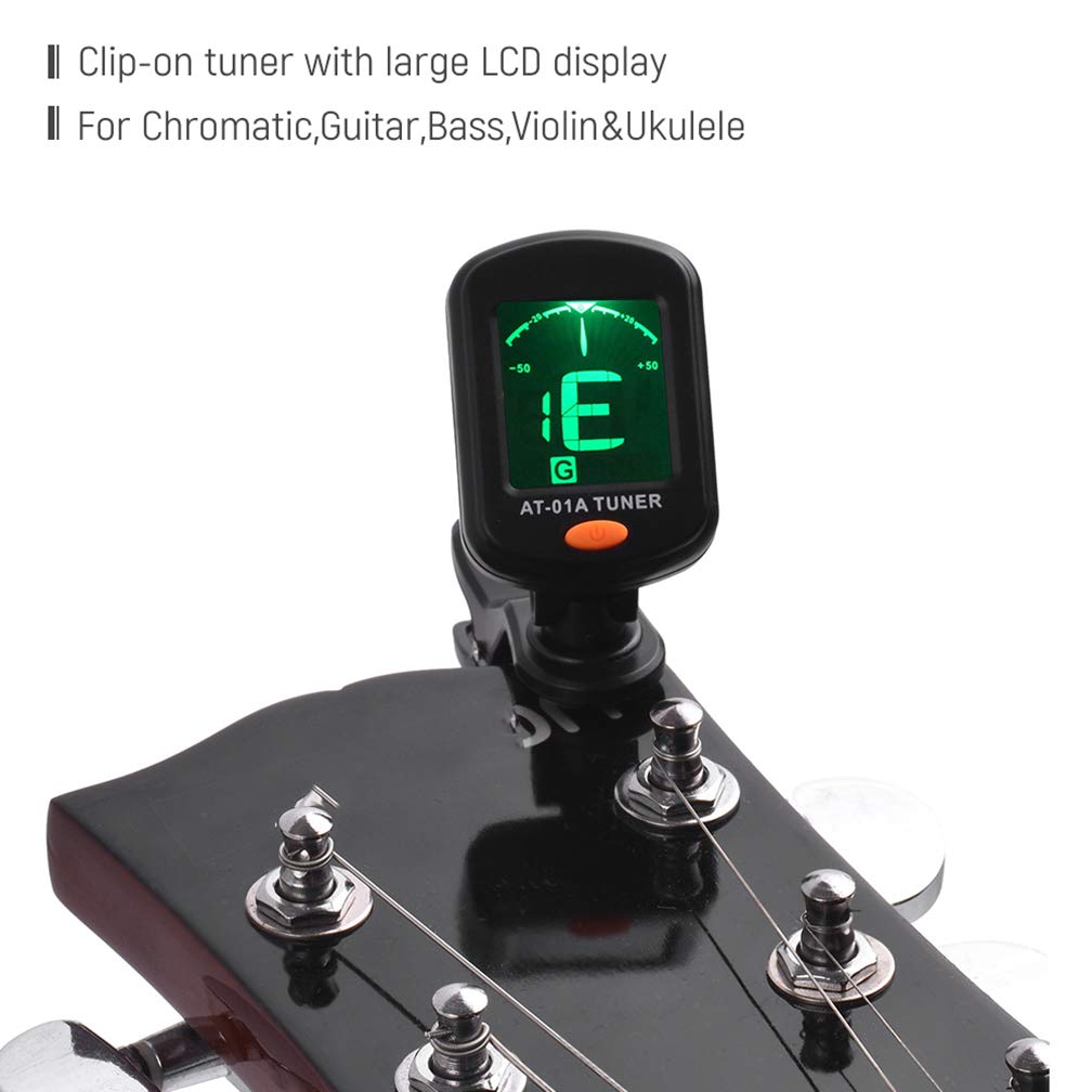 Sintonizzatore Digitale per Chitarra, sintonizzatore a Clip Girevole Display LCD per Chitarra Acustica cromatica Basso Accessori per Chitarra Ukulele