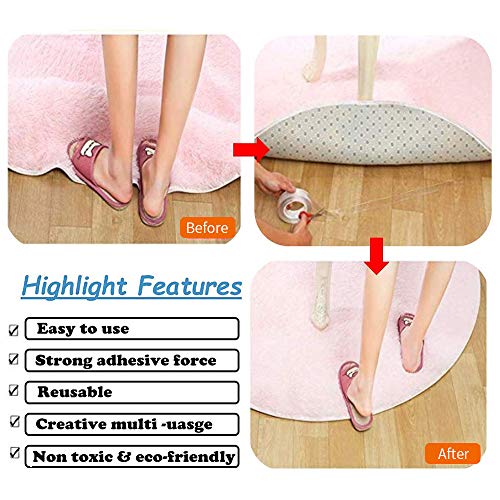 Ajcoflt Rolo de fita nano Fita adesiva frente e verso de 3,3 pés Fita nano lavável e sem rastro Fita