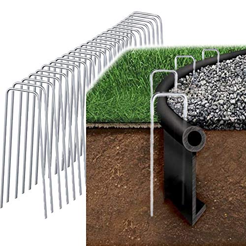 200 Pack 6 Inch Garden Staples Landscape Spikes Anchoring Pin Galvanized Steel Weed Barrier Fabric Ground Cover