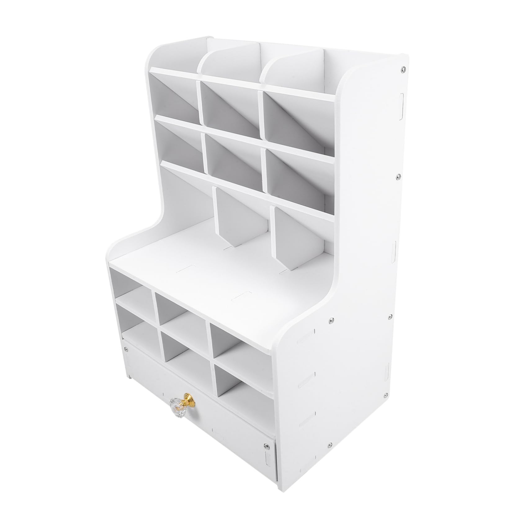 Portapenne da Scrivania a Cassetti, Grande Capienza, Bianco | Pvc e Pannello in Legno Plastico, Scomparti Multipli, Struttura Semplice, per Desktop e Studio