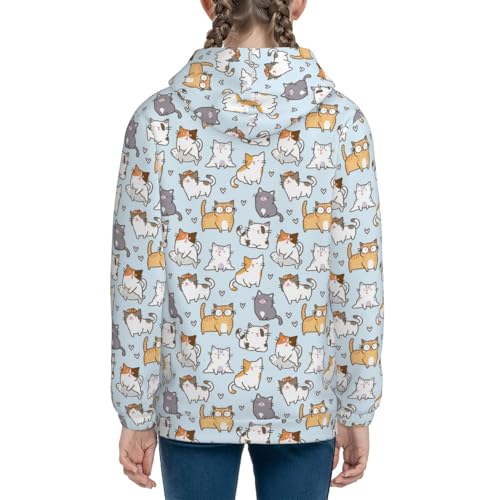 Cute Cat Kids Pullover Hoodies Boys Sweatshirts Girls Athletic Clothes with Pocket4