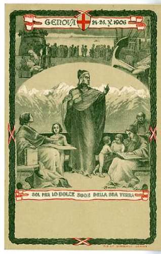 Cartolina commemorativa del XVII Congresso della Società Dante Alighieri. Genova 24-26.X.1906.