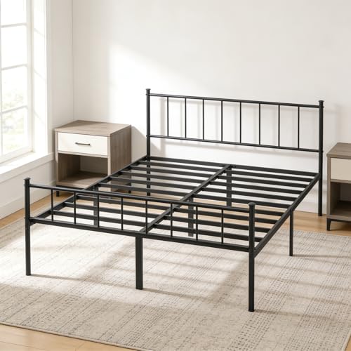 La mejor selección de Bases para Cama King Size Modernas Top 10. 46 SAFONUS Base para Cama King Size,Metal de Plataforma Simple y atmosférica, Incluye Cabecera y Pie, Espacio de Almacenamiento Debajo de la Cama,Marco Resistente (King)