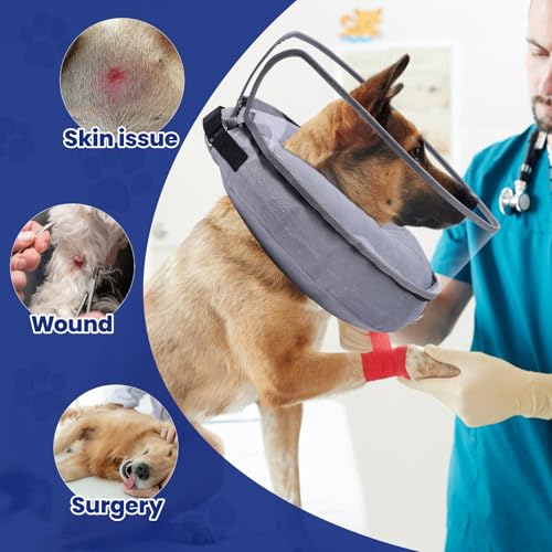 Image of BARKLESS Dog Cone, Inflatable Dog Cone After Surgery for Large Breeds, Soft Surgery Collar with Enhanced Anti-Licking Guard Shield for Pets, Patented Protective Donut Collar
