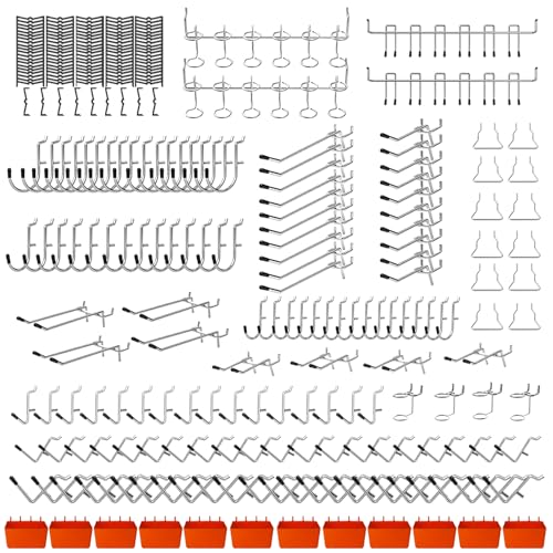 MeilsurY Peg Board Organizer Accessories,278 Pieces pegboard Accessories,Premium peg Board Hooks for Hanging,one of The Professional pegboard Wall Organizer for Garage