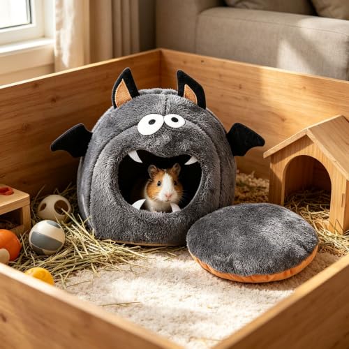 10 Inch Halloween Bat Themed Small Cozy Round Pet Bed for Puppy Kittens (Grey) - image 4