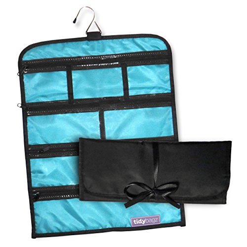Tidybagz | Jewelry Roll Bag | Travel & Home Organizer | Safe, Elegant, Zippered Solution To Jewelry Organization | Large 7 Compartment Roll Bag