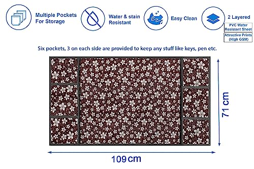 Image of The Furnishing Tree Fridge Top Cover Compatible for Samsung RR21C2H25CR /HL, 189 LTR WxL 71x109 in CM Floral Pattern Brown White