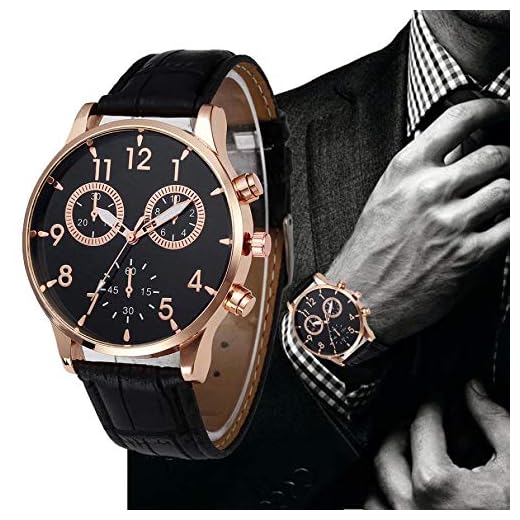 Bokeley Big Watch Retro Design Leather Band Quartz Sport Wrist Watch Men (Black)