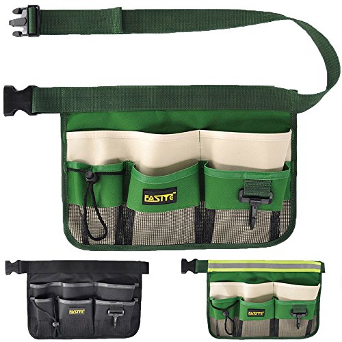 FASITE Gardening Tool Waist Bag Belt, Waterproof Garden Tool Apron with 7-Pocket Hanging Pouch for Men&Women, Adjustable, Green