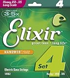 .050 .070 .085 .105 - Juego / Bajo Eléctrico 4-cuerdas Long ScaleNickel-plated Steel WoundConrecubrimiento ultrafino NANOWEBElixir Strings bass strings deliver the full range of bass tones, from fat, round lows to punchy mids and sweet top-end detail. The ultra thin NANOWEB coating maintains that great tone and feels clean and smooth. Elixir strings deliver the presence, punch, and detail of the finest conventional strings while extending tone life and clean, new-string feel 3-5x longer.Timbre