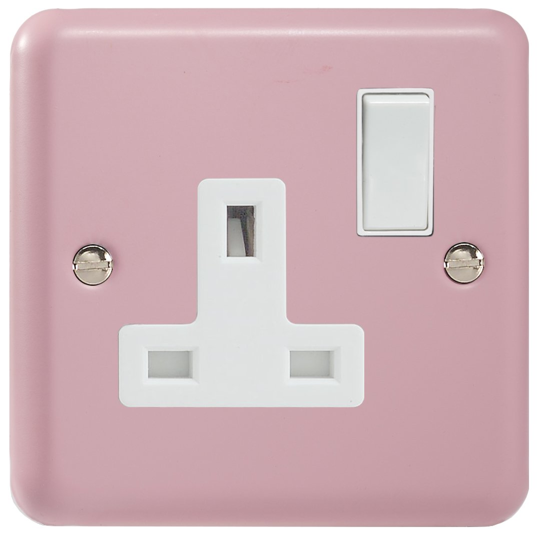 Varilight XY4W.RP 1 Gang (Single) 13 Amp Switched Plug Socket, Classic Lily Rose Pink