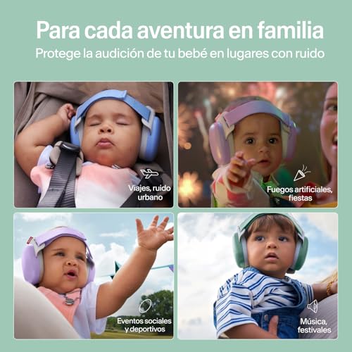 Miniatura 8 de Alpine Muffy Baby Confort Cascos Bebe Antiruido Certificado Ce Ansi Diadema Única Para Un Ajuste Seguro Y Cómodo Protección Auditiva Ajustable Hasta 48 Meses Atenuación De 24 Db, Verde