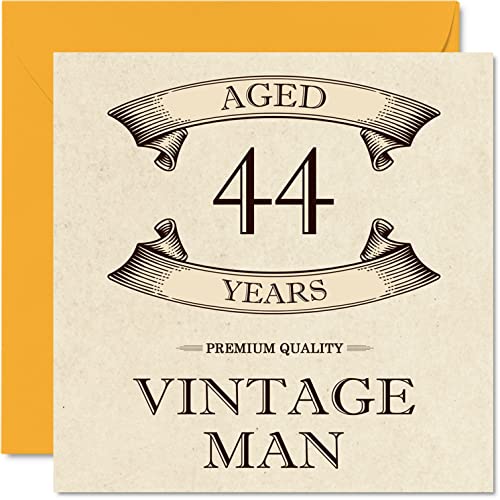 Tarjetas de cumpleaños vintage de 44 años para hombres, de 44 años, divertida tarjeta de cumpleaños para colega, papá, marido, tarjetas de felicitación de 145 mmx145 mm, tarjeta de cumpleaños de 44