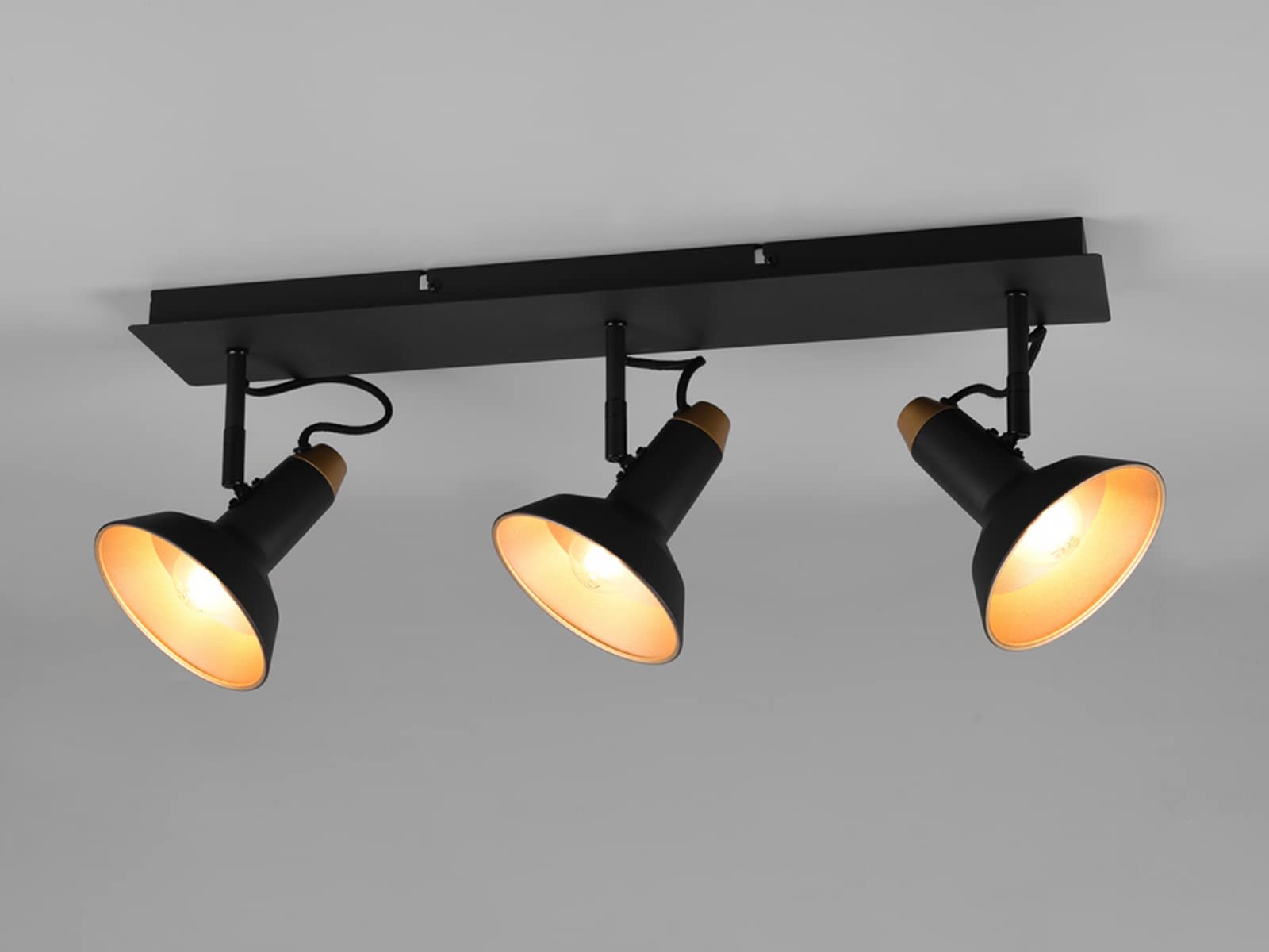 Faretto Soffitto 3 Luci MeineWunschleuchte - Nero/Oro Opaco | 48cm | LED GU10 Dimmerabile