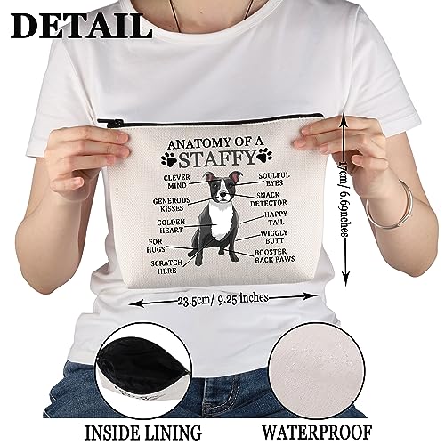 PYOUL Staffordshire Bull Terrier Lover Gift Anatomy of A Staffy Makeup Bag Staffy Owner Cosmetic Bag Staffie Mama Gift Dog Lover Dog Mom Merch (Anatomy of A Staffy B) - Image 2